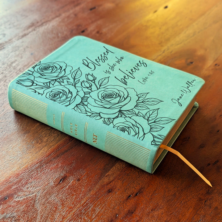 Personalized NLT Journaling Bible – Sage Green | Rose Blessed is She