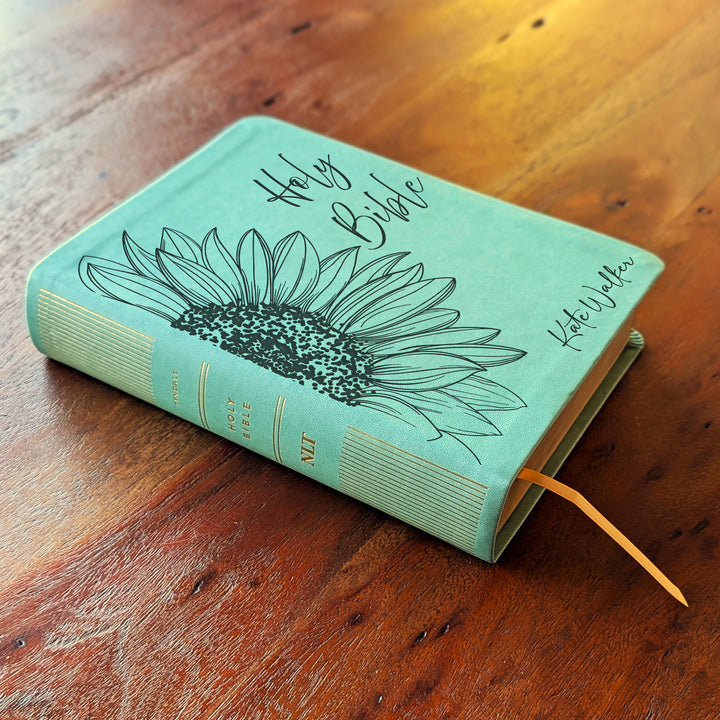 Personalized NLT Journaling Bible – Sage Green | Sunflower Holy Bible