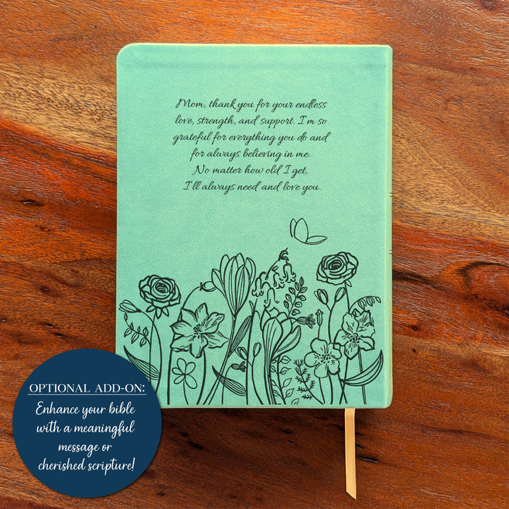 Personalized NLT Journaling Bible – Sage Green | Flowers Holy Bible