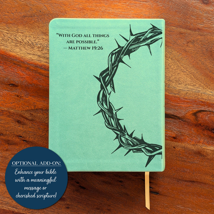 Biblia Personalizada NLT para Diario – Verde Salvia | Corona de Espinas