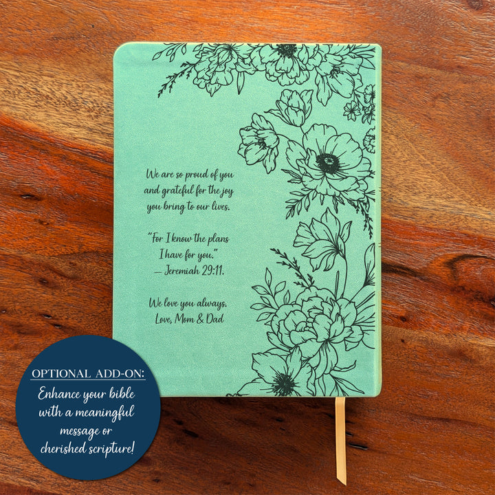 Biblia para Diario NLT personalizada – Verde salvia | Peonía