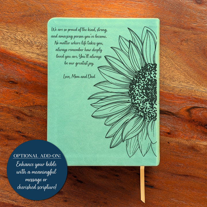 Personalized NLT Journaling Bible – Sage Green | Sunflower Holy Bible