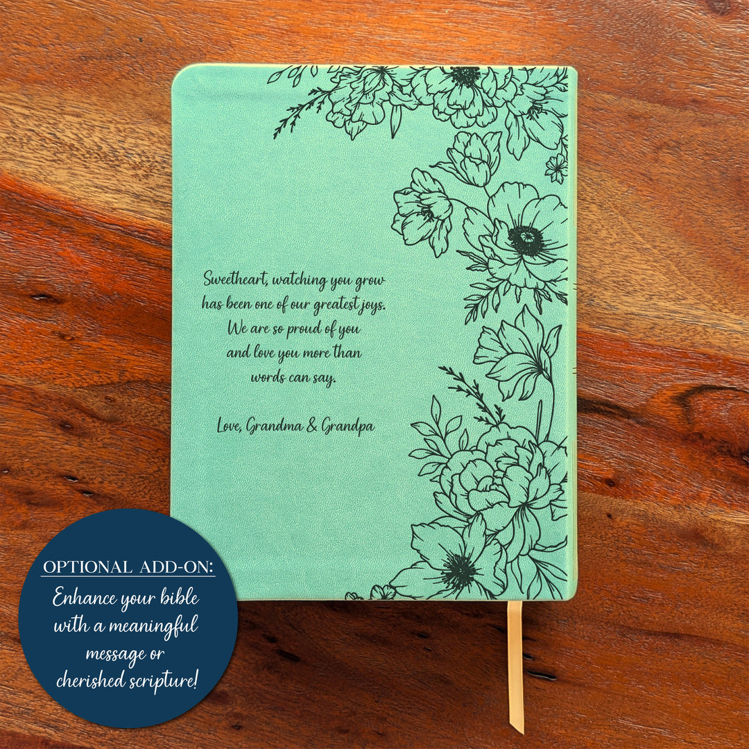 Personalized NLT Journaling Bible – Sage Green | Peony Custom Verse