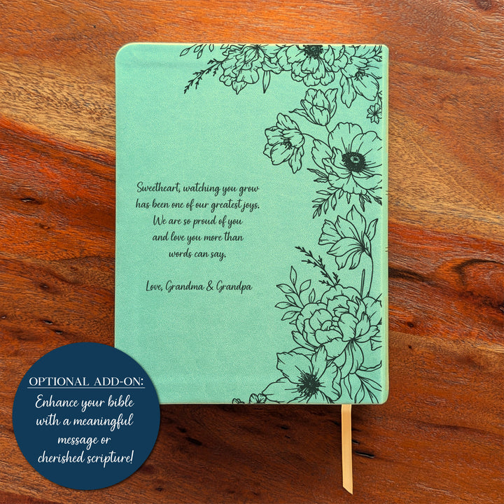 Personalized NLT Journaling Bible – Sage Green | Peony Custom Verse