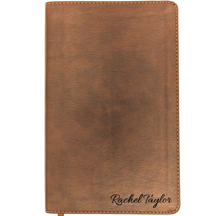 Personalized NLT Thinline Bible – Rustic Brown | Engraved Name