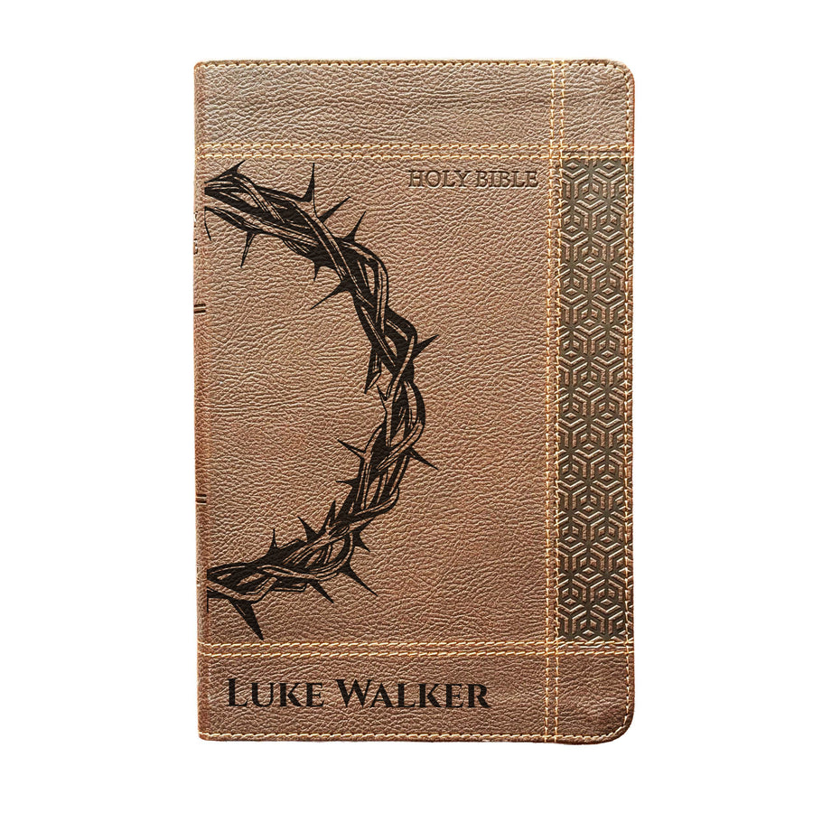 Personalized NRSVue Personal Size Bible - Brown | Crown of Thorns