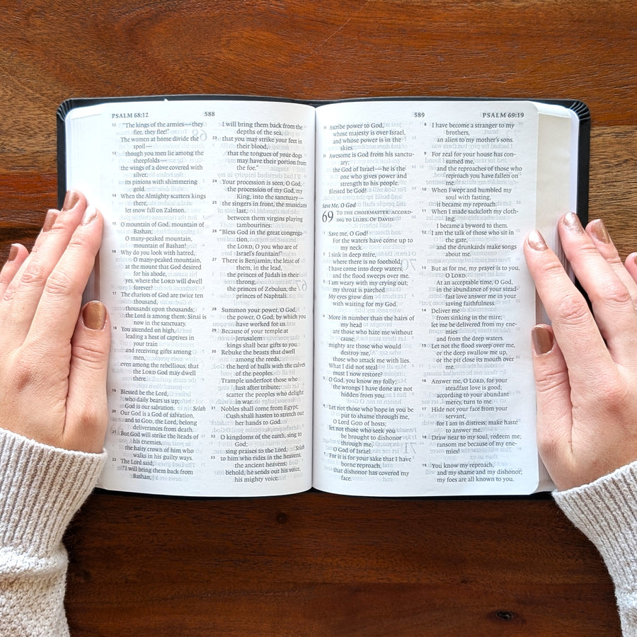 Personalized ESV Large Print Value Thinline Bible - Black | Engraved Name.