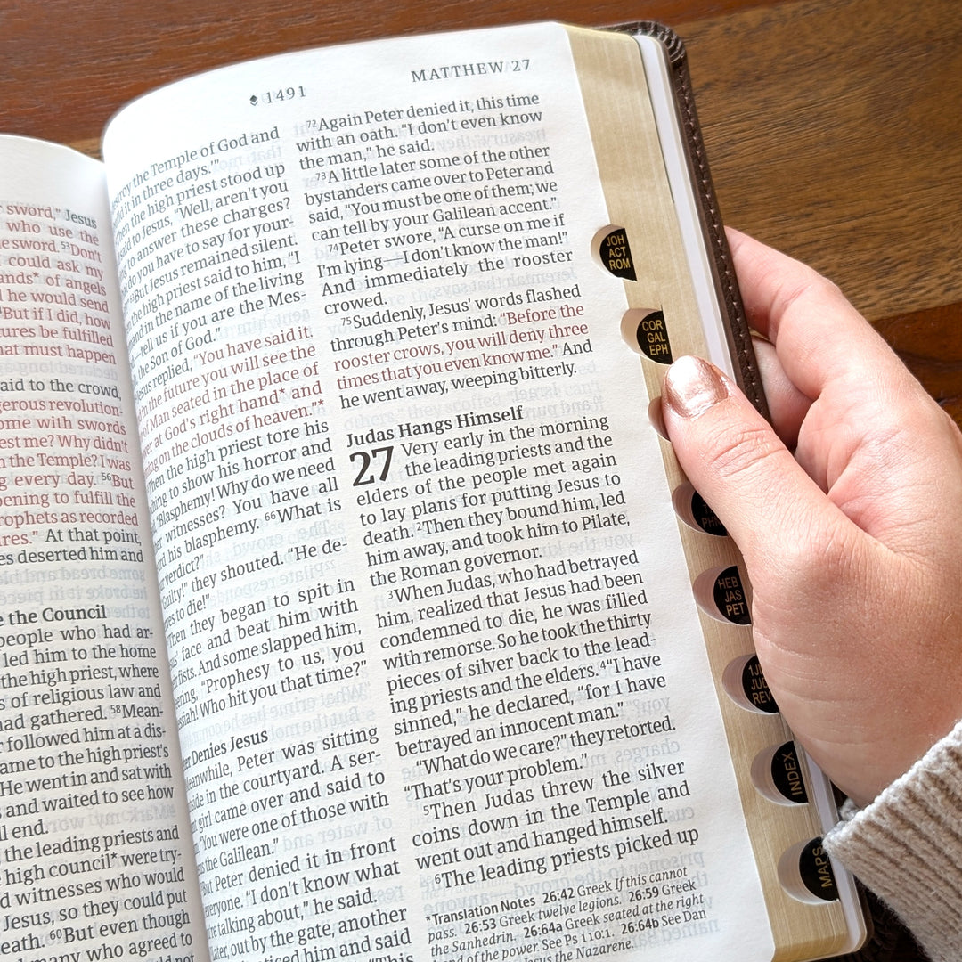 Personalized NLT Personal Size Giant Print Bible - Rustic Brown | Engraved Name.