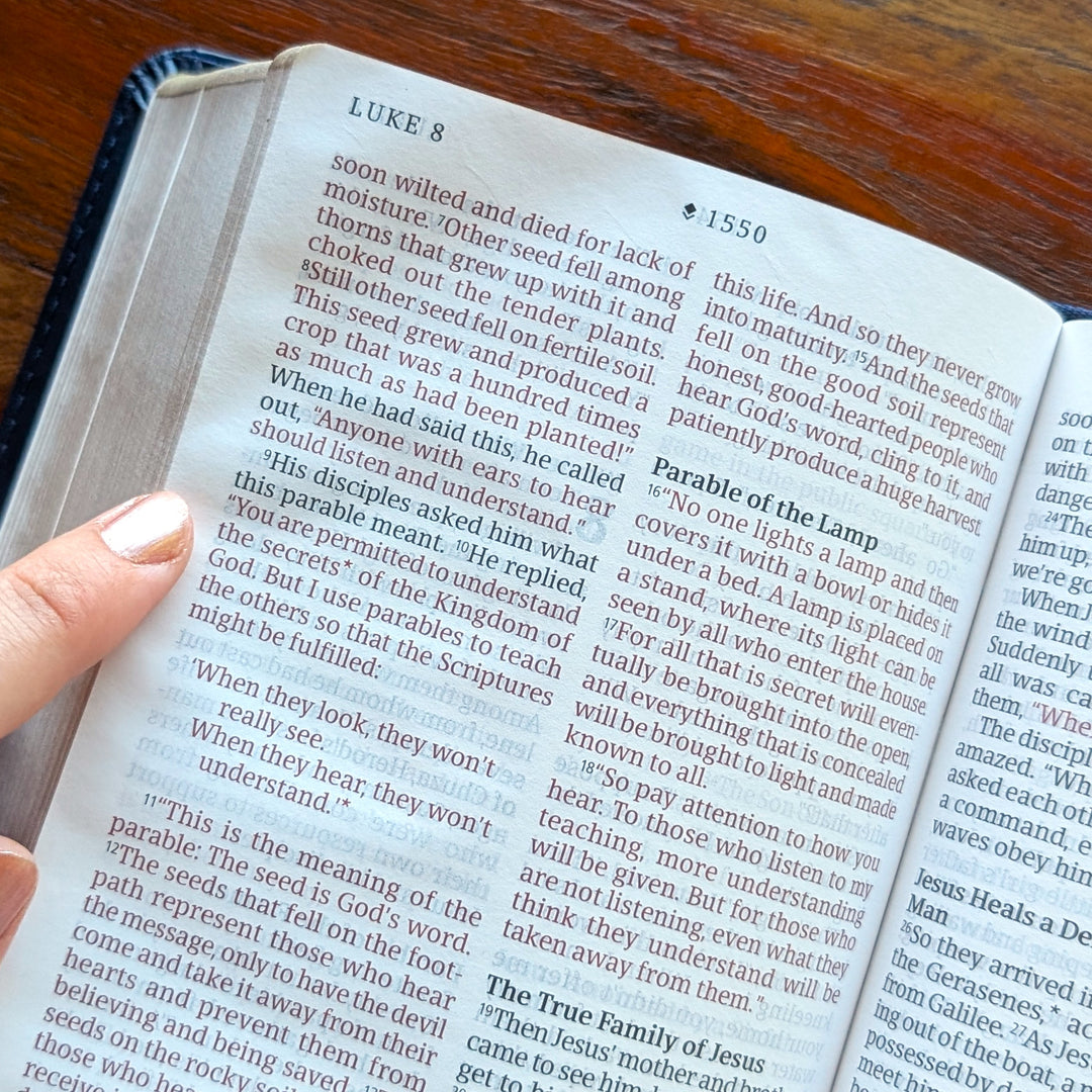 Personalized NLT Compact Bible - Navy, Cross | Engraved Name.
